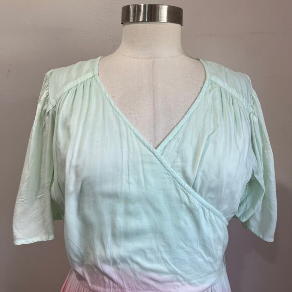 Ivy City Pastel Ombre Tiered Maxi Wrap Dress Cottagecore Spring  Dress Sz S/M - Picture 9 of 11